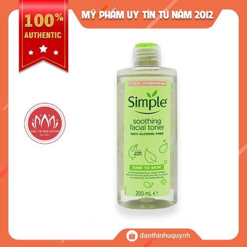 Nước Hoa Hồng Toner Simple Kind To Skin Soothing Facial Toner Cân Bằng Dưỡng Ẩm Cho Da Chính Hãng 200ml