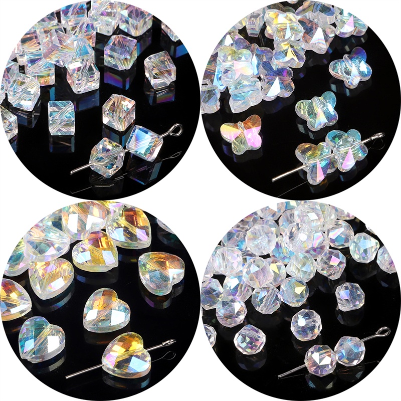 Hạt Pha Lê Hình Vuông / Tròn / Bướm / Trái Tim / Trái Tim Dùng Làm Trang Sức Thủ Công