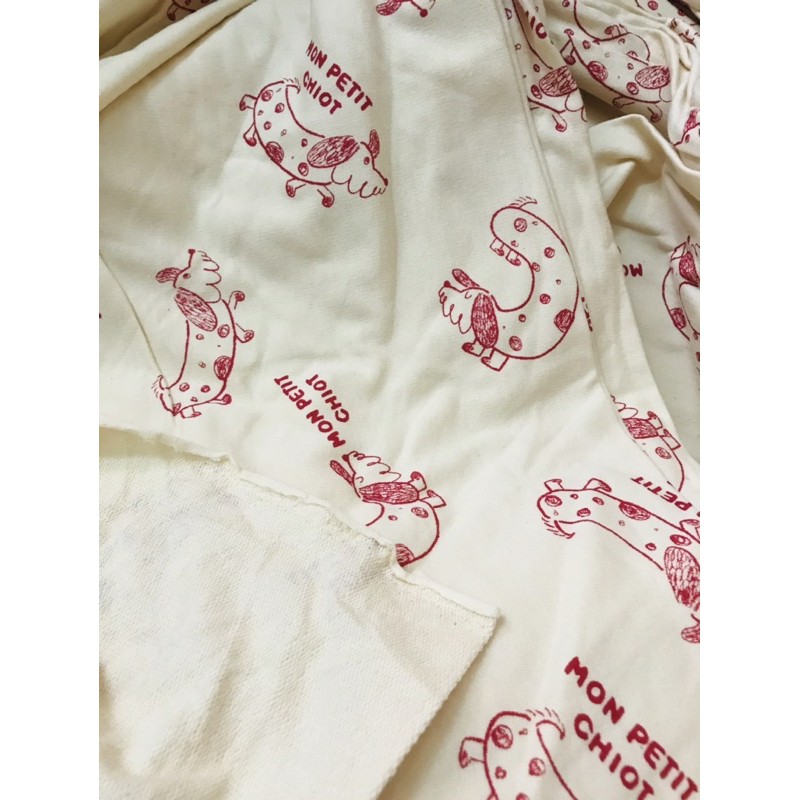 vải cotton da cá Hàn hình cún kute