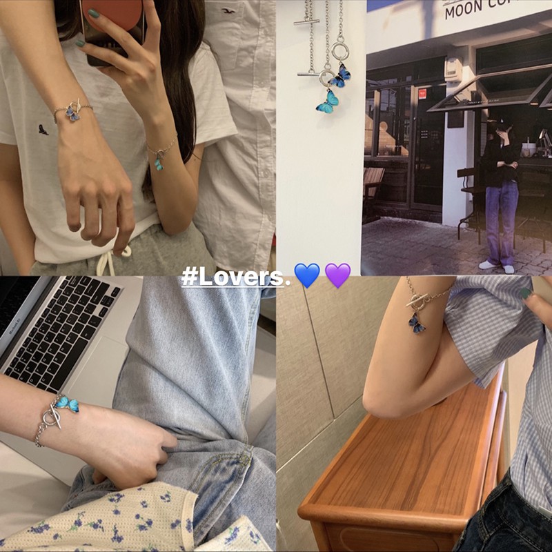 Vòng Tay Tình Bạn Mặt Hình Bướm Xanh Dương Kiểu Hàn Quốc XbL45 - Roxi | BigBuy360 - bigbuy360.vn