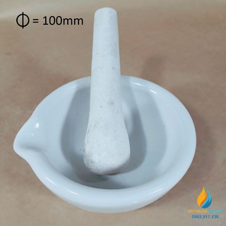 Cối chày sứ nghiền mẫu chất phòng thí nghiệm, đường kính 10cm