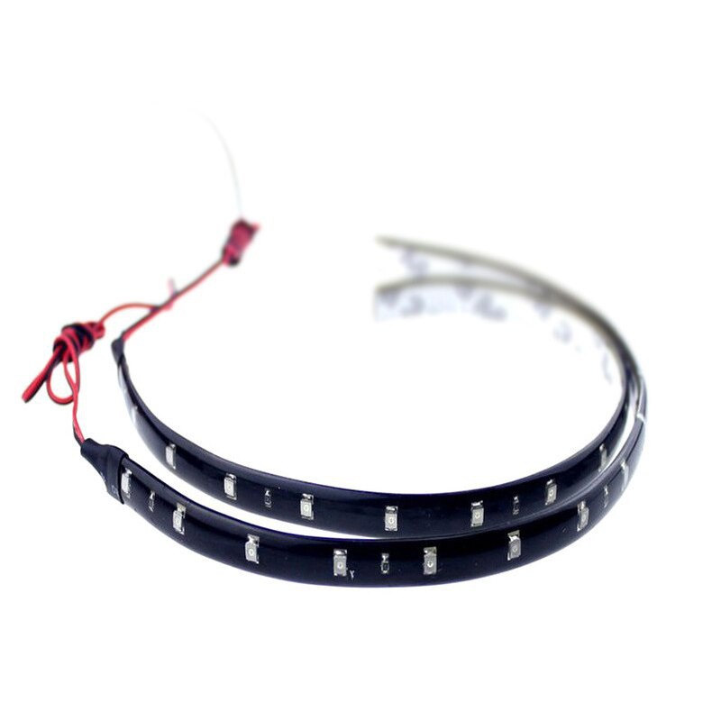Bộ 2 Dải Đèn Led 30CM 15 SMD Ánh Sáng Trắng / Vàng / Đỏ Chống Thấm Nước Trang Trí Cho Xe Hơi
