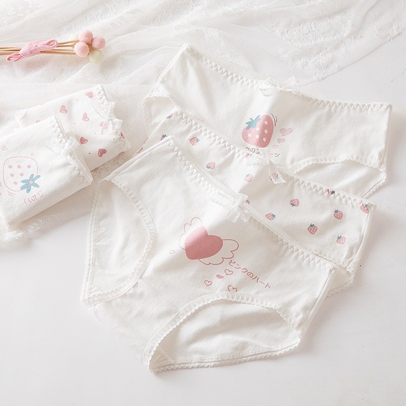 Quần Lót Nữ Cotton Cao Cấp Thông Hơi Hoạ Tiết Dễ Thương Dâu Tây QL05 SONANA