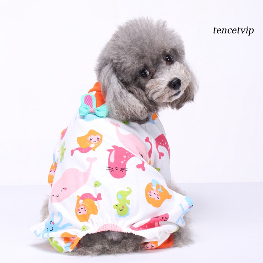 Bộ Đồ Ngủ Liền Thân Cotton Tay Dài Bốn Chân In Hình Cún Hoạt Hình Cho Thú Cưng