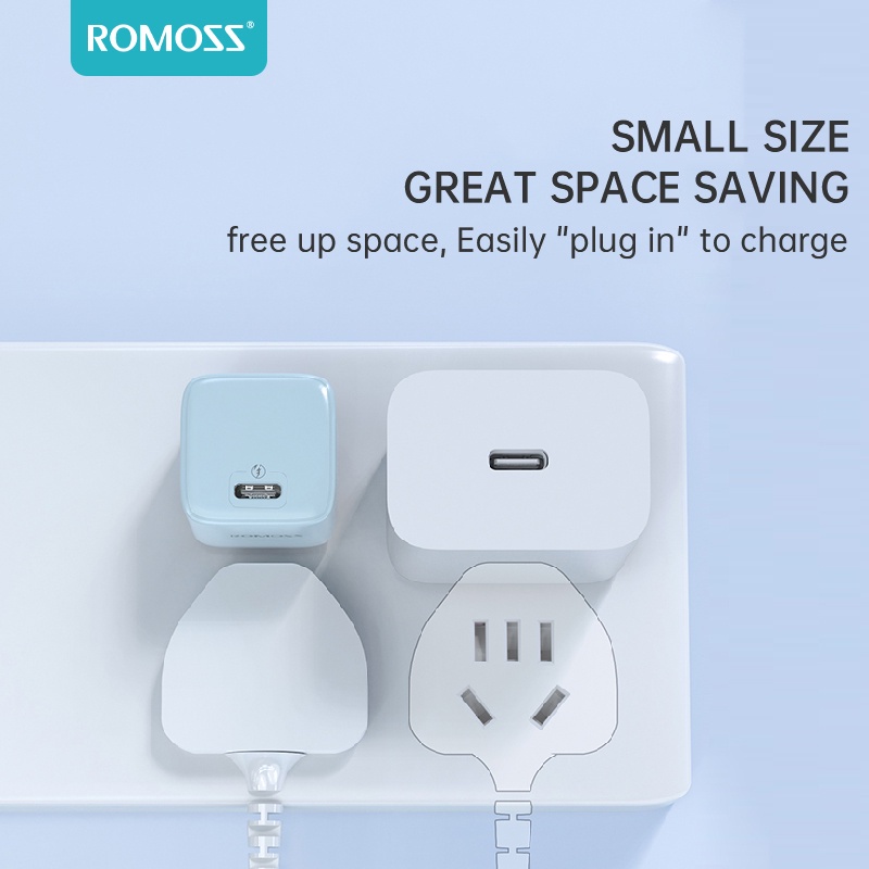 Cốc Sạc Nhanh 20W Romoss AC20C Mini PD20W USB-C  Hỗ Trợ QC3.0 PD cho 14 pro max 13 12 11 x xs xr  max 8p plus