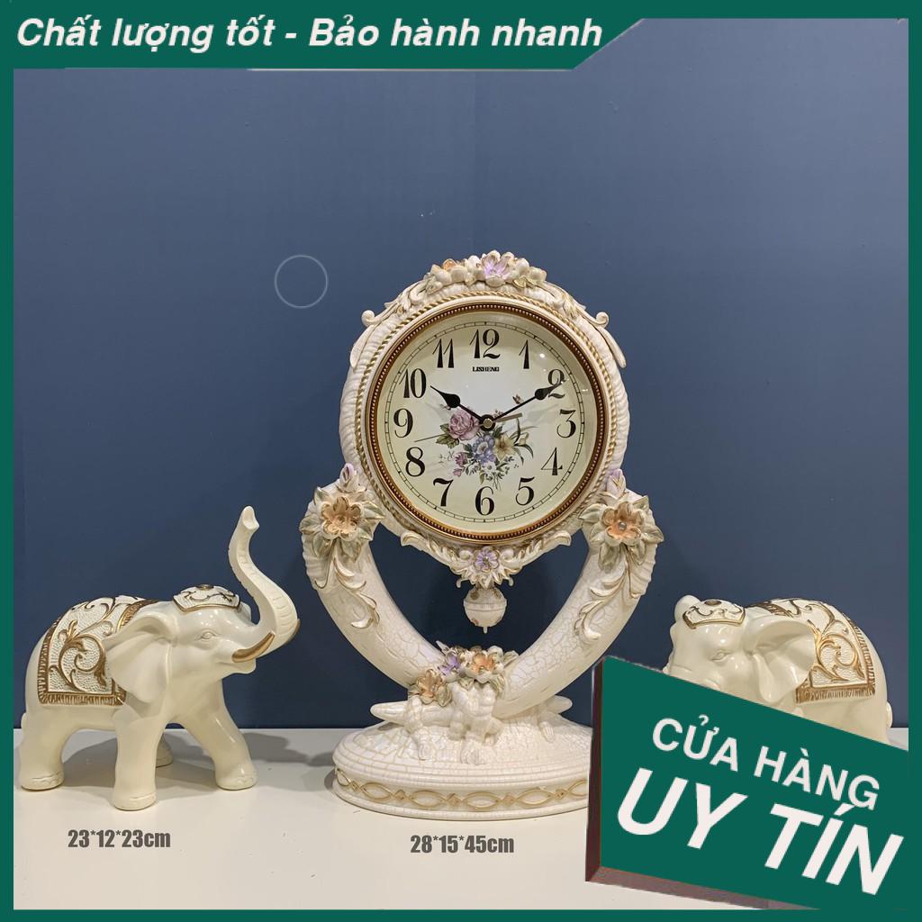 Đồng hồ để bàn tân cổ điển kiểu ngà voi DH66