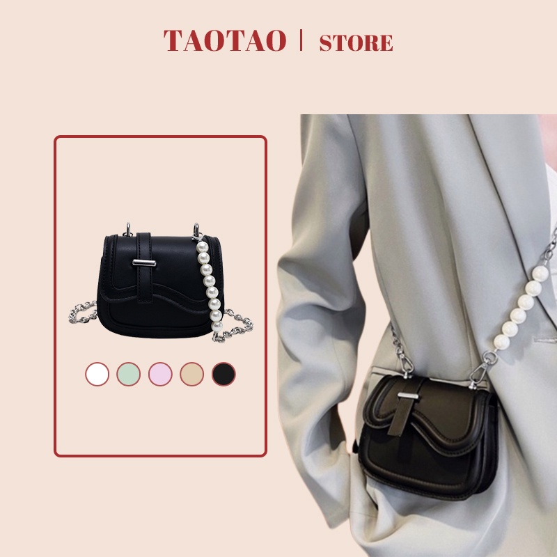 Túi đeo chéo mini nhỏ ngọc trai dây xích túi xách nữ đẹp hộp vuông thời trang