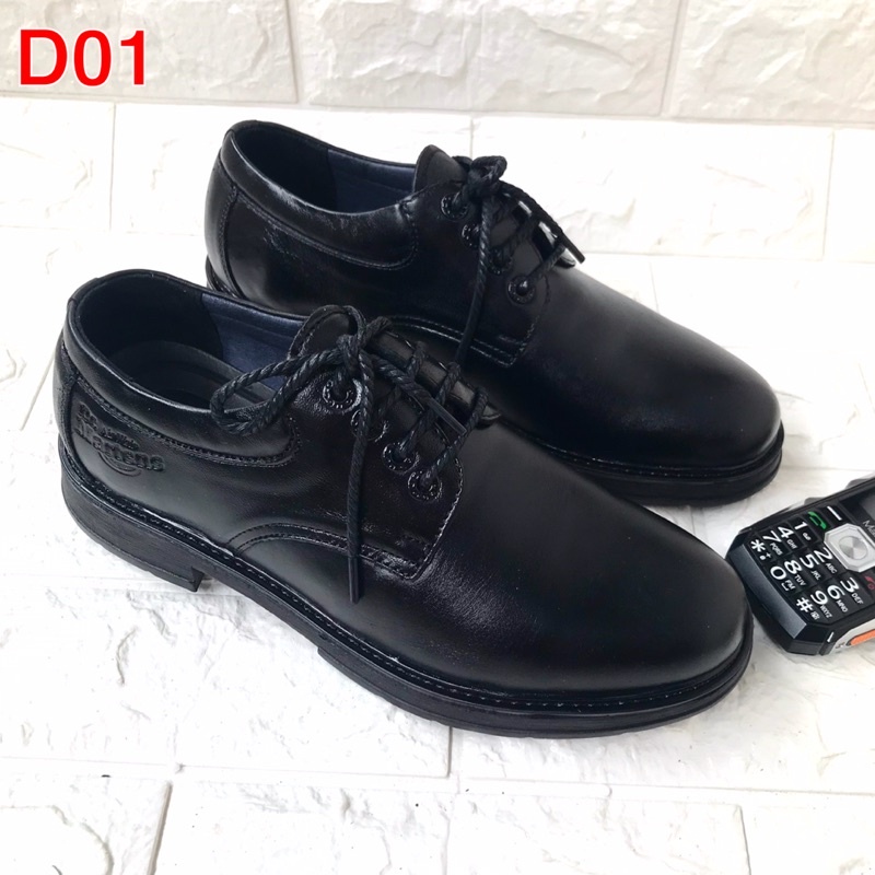 Giày Dr nam da bò thật..đế cao su mềm..mã D01..màu đen..kiểu dáng sang trọng..bảo hành dài hạn
