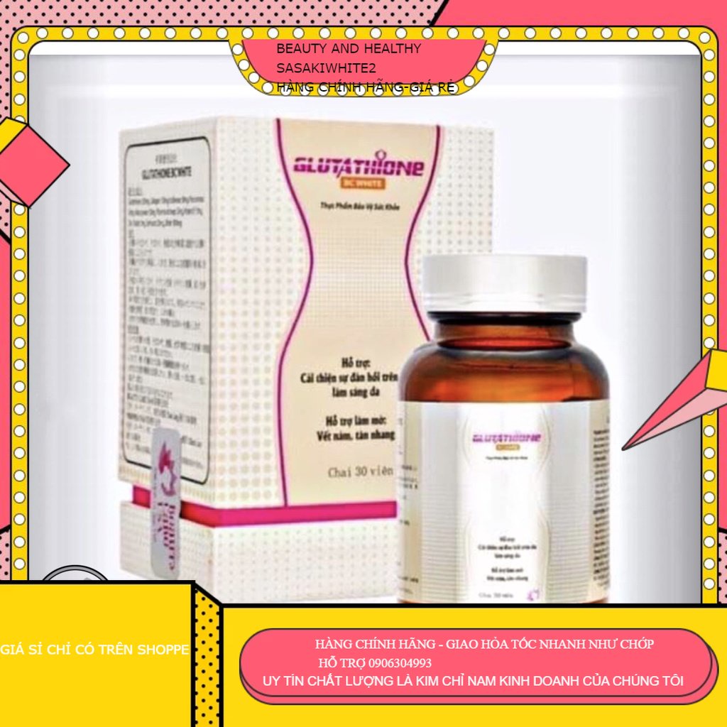 Viên uống trắng da mờ nám Glutathione BC White lọ 30v #SASAKIWHITE2