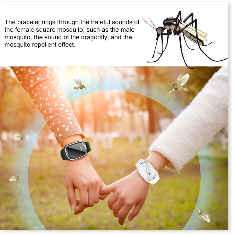 Vòng tay đuổi muỗi / côn trùng bằng sóng siêu âm cho người lớn và trẻ em