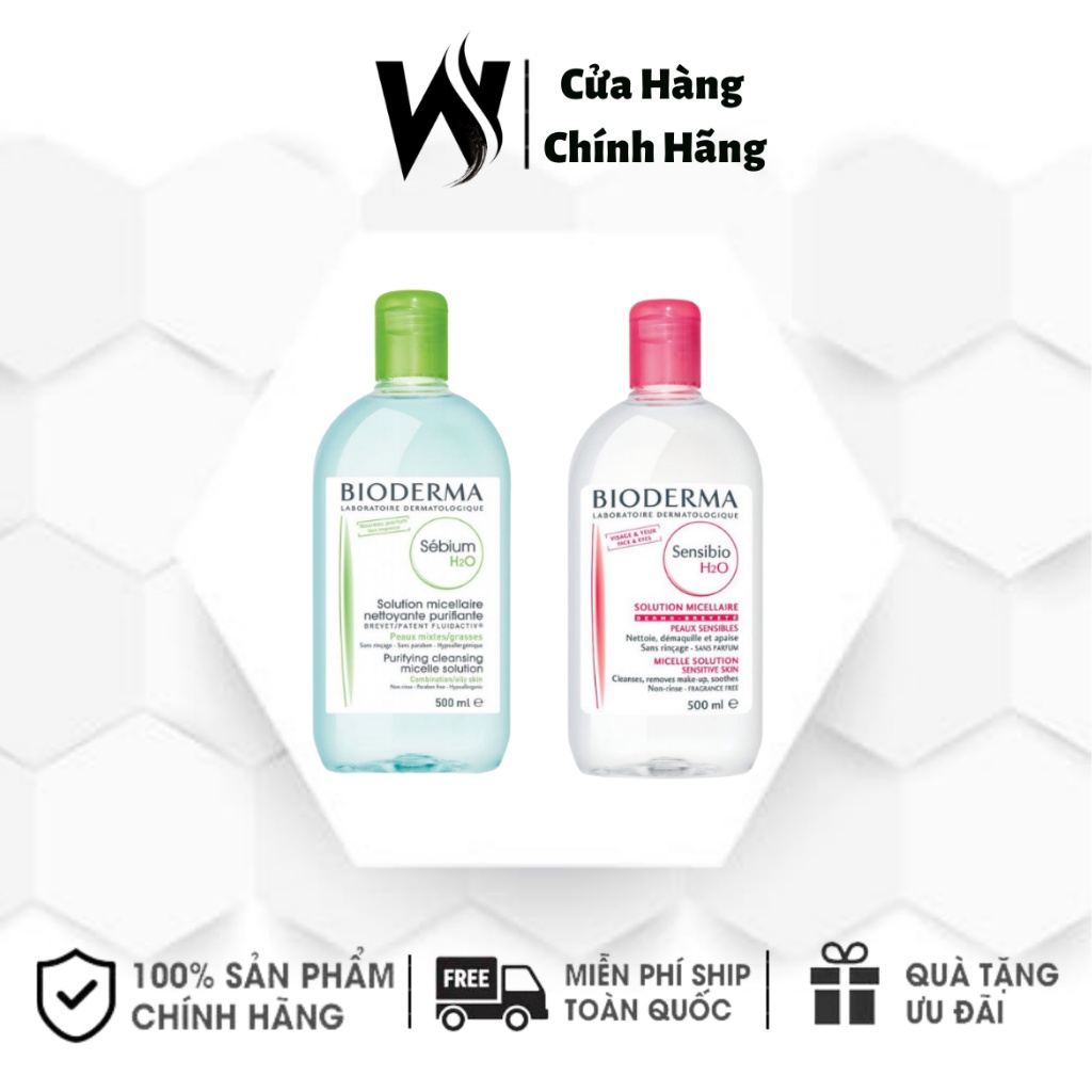 [Hàng Chính Hãng]Nước Tẩy Trang Bioderma Pháp H2O Xanh - Hồng 500ML G31 White Store