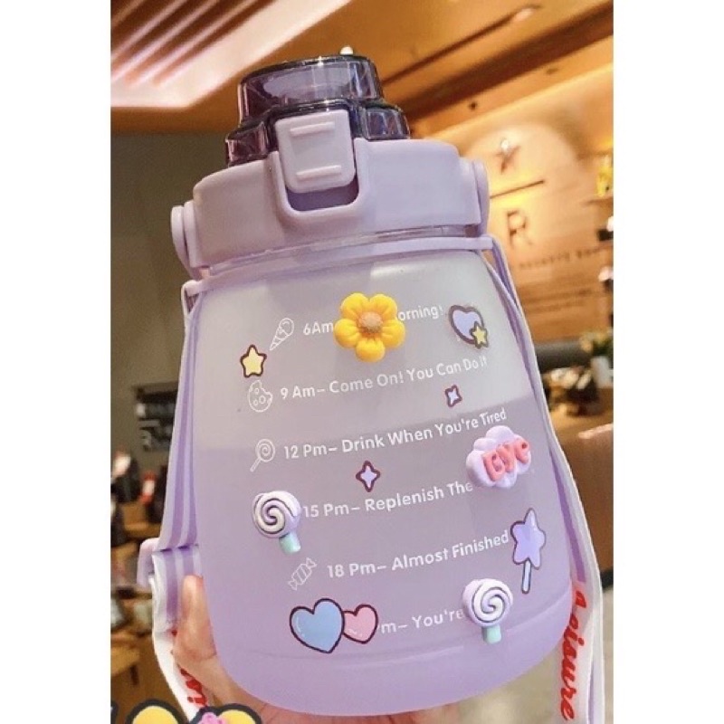 Bình Nước 1400ml,1,4l Cao Cấp. Bình Nước cute, giữ nhiệt, có vạch chia