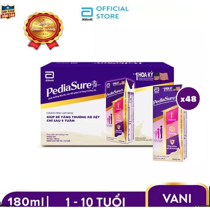 Sữa Nước Pediasure vani 180ml [Thùng 48 hộp]