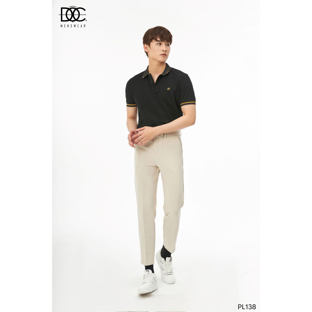 Áo Polo Nam Cotton Trơn Cổ Bẻ Phối Viền Vàng, Thêu Họa Tiết Slimfit Cao Cấp ĐỘC MENSWEAR - PL138 | BigBuy360 - bigbuy360.vn