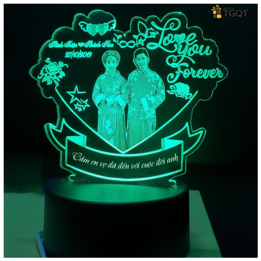 Quà Cưới Tặng Cô Dâu Chú Rể Ý Nghĩa - Đèn Ngủ 3D Để Bàn Khắc Hình Và Chữ Theo Yêu Cầu