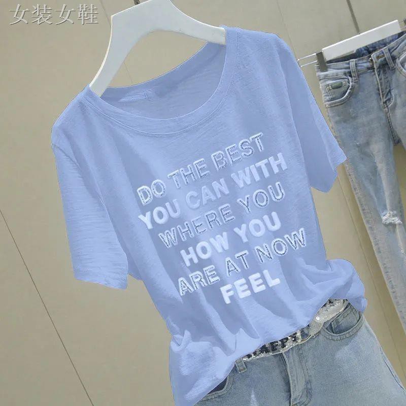 ♈ஐ♗100% cotton nguyên chất áo thun nữ ngắn tay mùa hè phong cách mới rộng rãi kết hợp với kích thước bạn gái