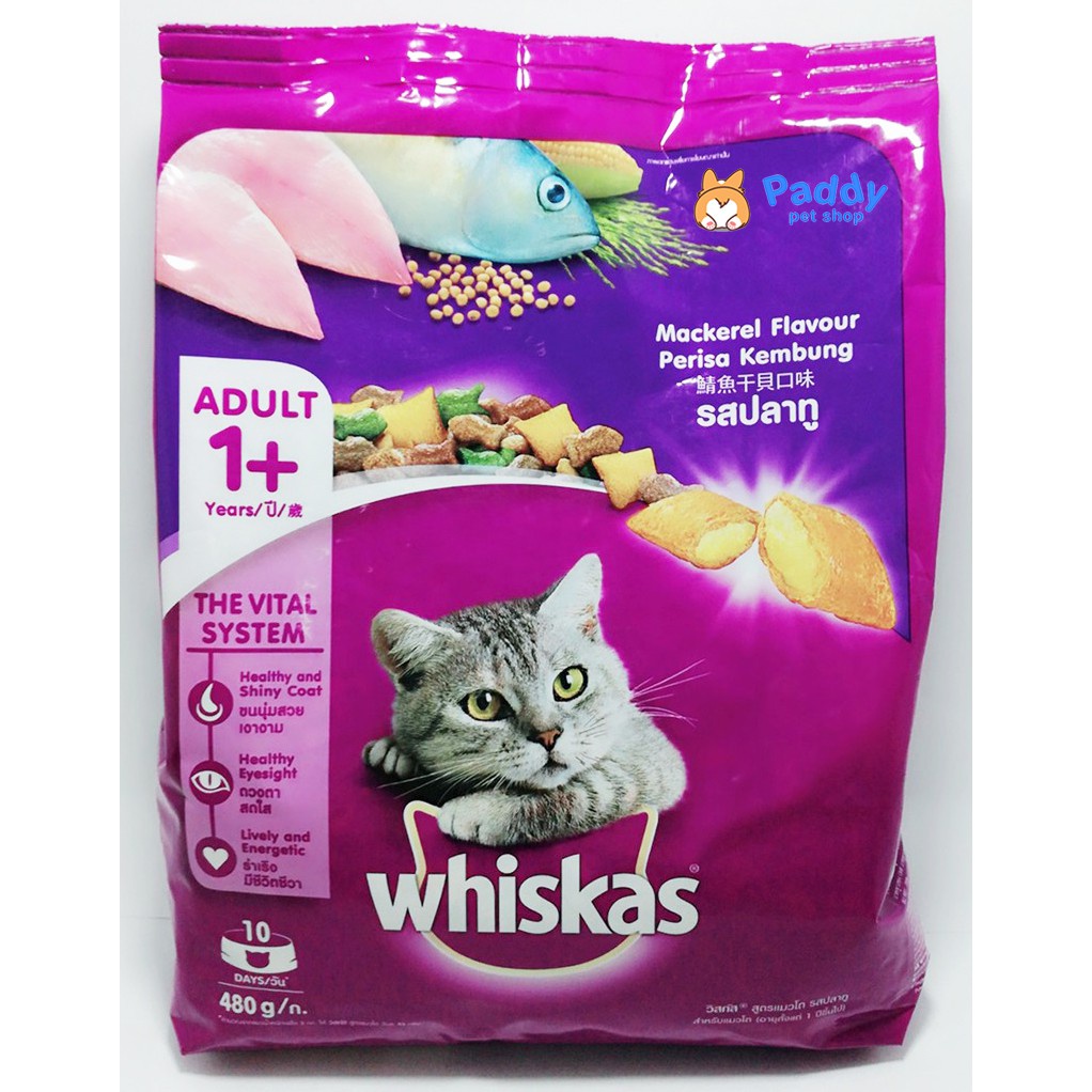 Thức Ăn Cho Mèo Whiskas Adult Gói 400g, Hạt cho mèo lớn Vị Cá Biển và Cá Thu