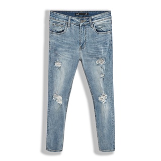 Quần jean nam inf blue rip, chất denim co giãn dày dặn, qj003226, somehow