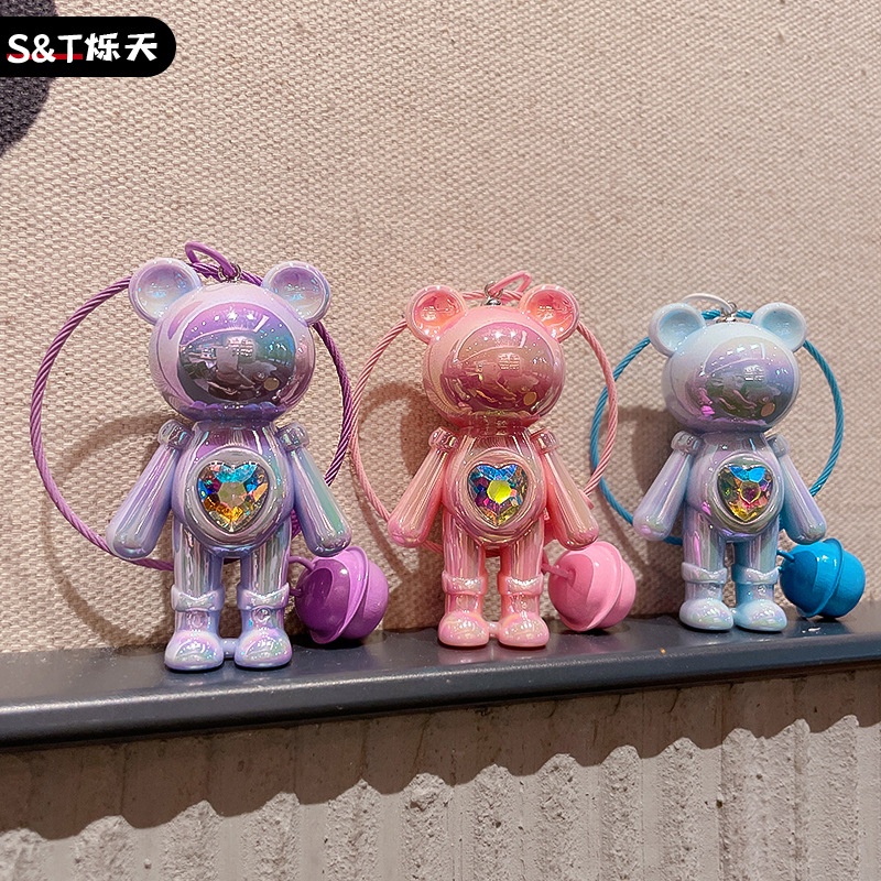 Móc Khóa Hình Gấu Đính Đá Nhiều Màu Sắc Dễ Thương