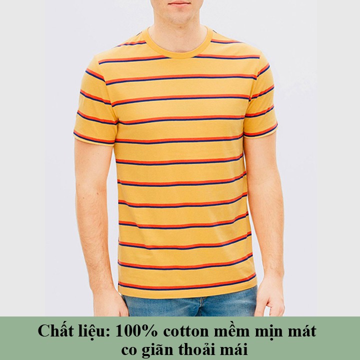 ÁO THUN NAM GAP CỔ TRÒN - XANH TRẮNG