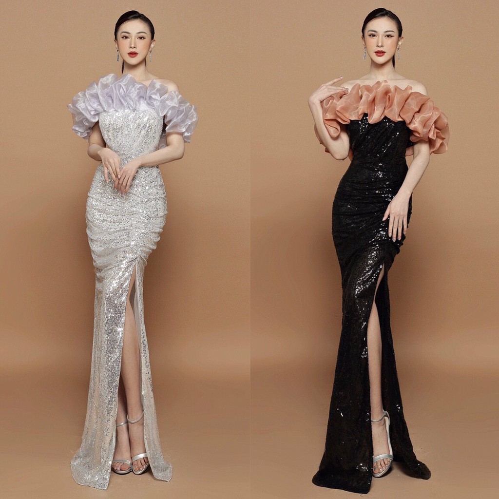 Đầm dạ hội kim sa cup ngực bèo