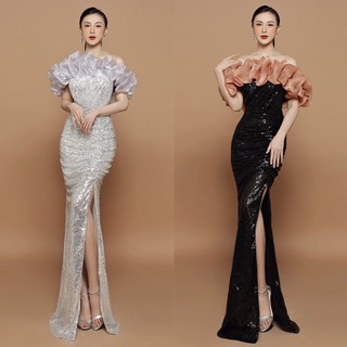 Đầm dạ hội kim sa cup ngực bèo