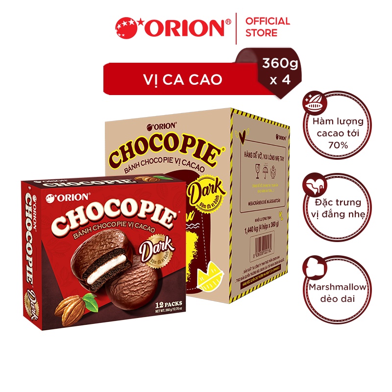 Combo 4 Hộp Bánh Orion ChocoPie Vị Ca Cao 360g x 4