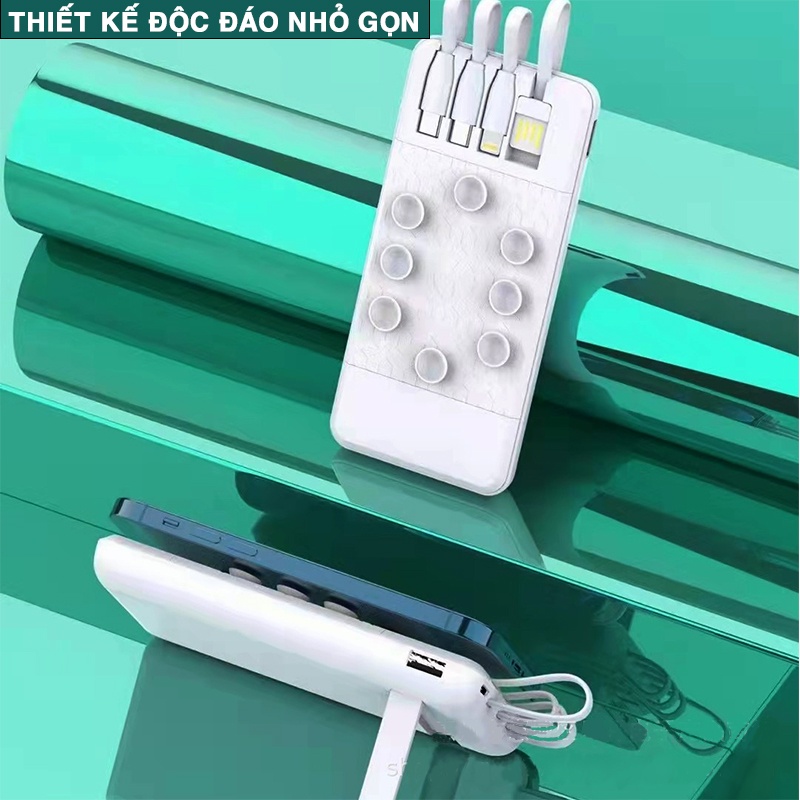 Sạc Dự Phòng 10000 mAh hỗ trợ cốc hút,giá đỡ sạc ở phía sau tiện lợi, an toàn khi sử dụng trên máy bay bảo hành 12 tháng