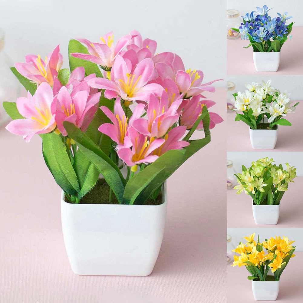 Chậu Hoa Lily Nhân Tạo Dùng Trang Trí Văn Phòng/Tiệc Cưới/Quán Cà Phê