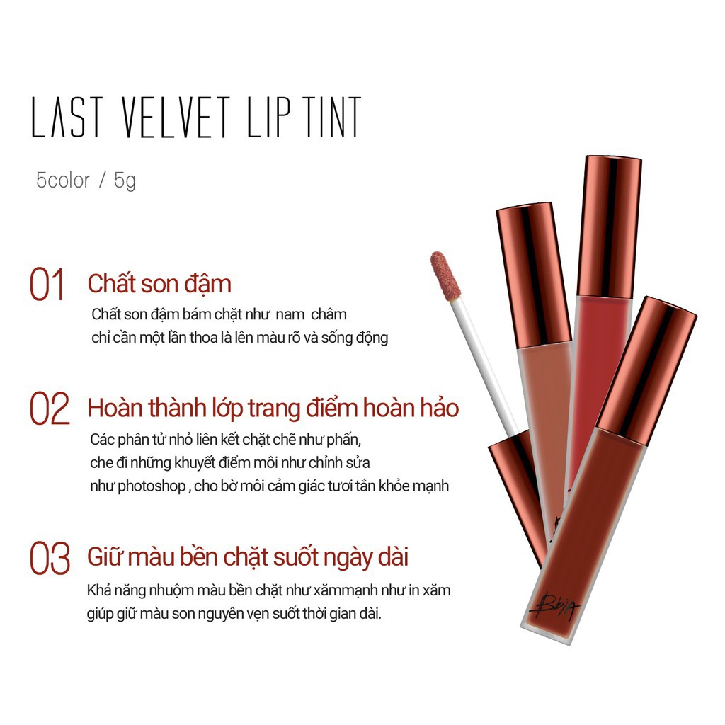 [ FREESHIP ] Son kem lì Bbia Last Velvet Lip Tint - 24 Trendy Note 5g (màu hồng đất ánh cam nhẹ)