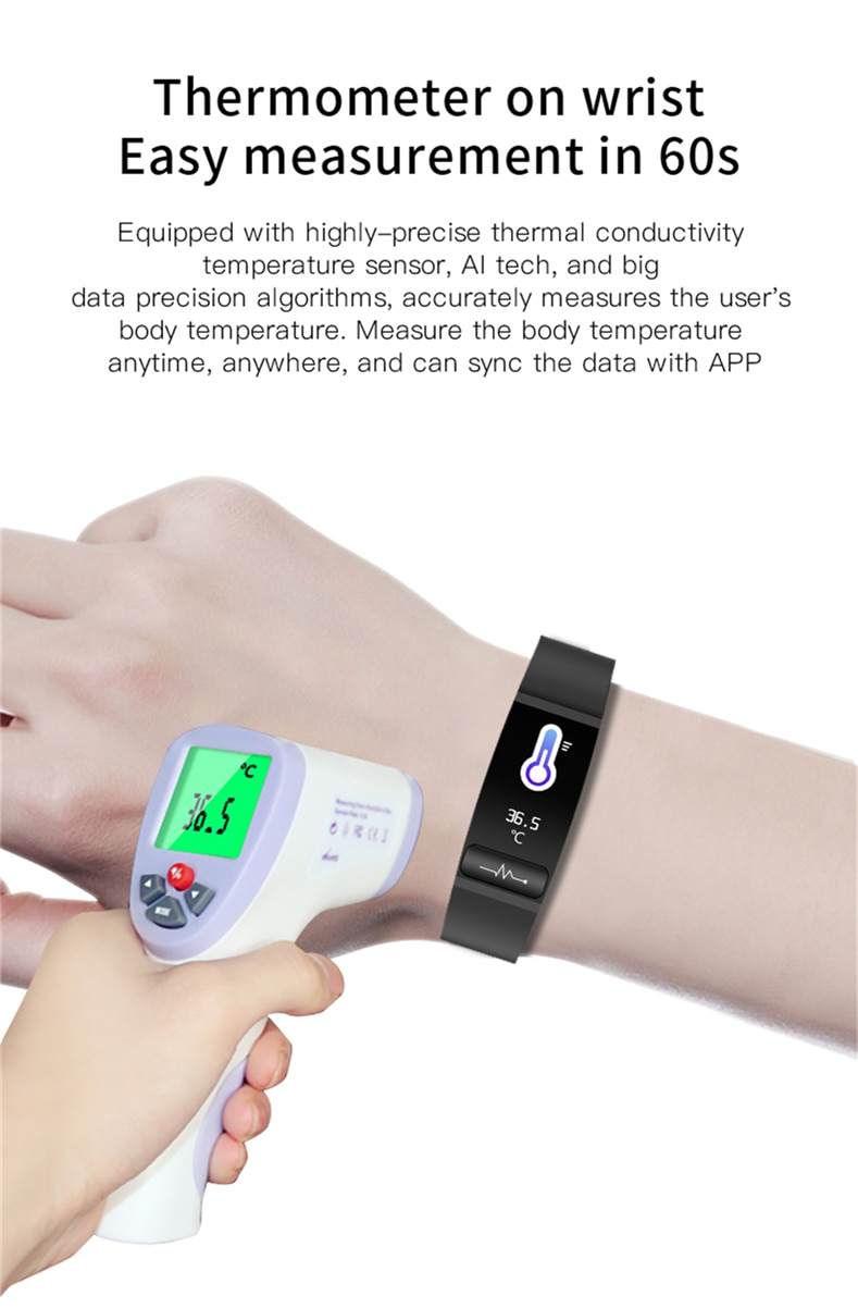 ECG + PPG Vòng đeo tay thông minh Đồng hồ thông minh Kiểm tra nhiệt độ M8 Áp suất máu Băng tần nhịp tim Hoạt động theo dõi thể dục Dây đeo cổ tay cho điện thoại Xiaomi iPhone Huawei Oppo