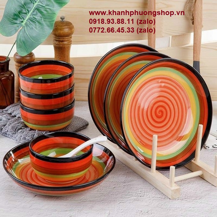 Bộ chén tô dĩa 7 sắc cầu vòng - chén tô dĩa 7 sắc cầu vòng