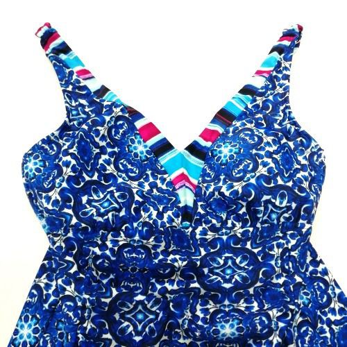 Đồ bơi nữ Ocean hai dây hoa văn xanh cổ viền nhiều màu TF8L682 ( TH8928 ) | BigBuy360 - bigbuy360.vn