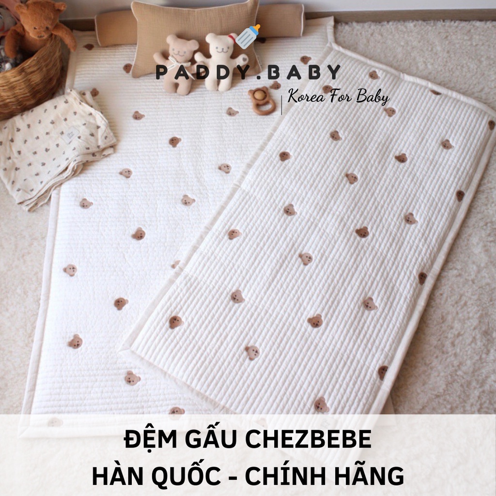 Thảm Đệm Nằm Chezbebe Hàn Quốc Thêu Quilting Gấu Shagomi chính hãng cho bé - made in Korea