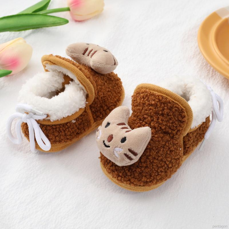 Giày bốt lót cotton hình hoạt hình đáng yêu cho bé từ 0-18 tháng tuổi