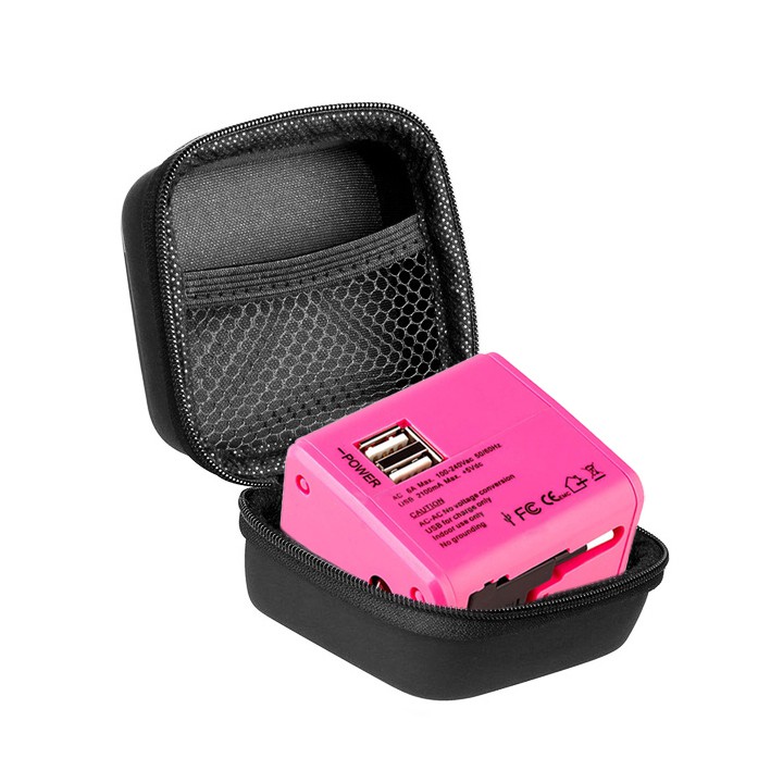 Ổ cắm du lịch 2 cổng USB 2.1A CF Travel adapter PINK case chống sốc - Hàng Chính Hãng