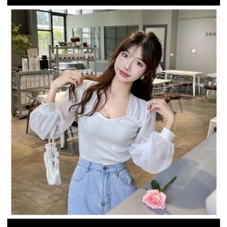 [Mã 2611THTRANG100K hoàn 10% xu đơn 99K] ÁO GÂN PHỐI VOAN TAY BỒNG