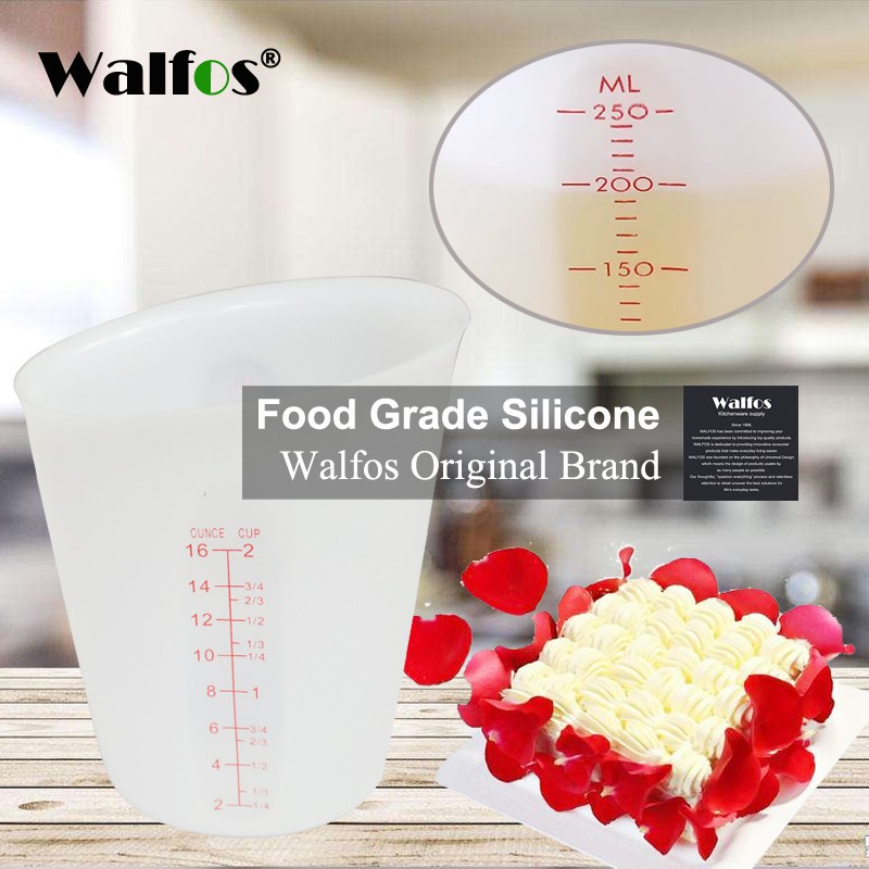 Cốc Đo Lường WALFOS Làm Bằng Silicone Dùng Làm Bánh 4 Màu Lựa Chọn 250-500ML