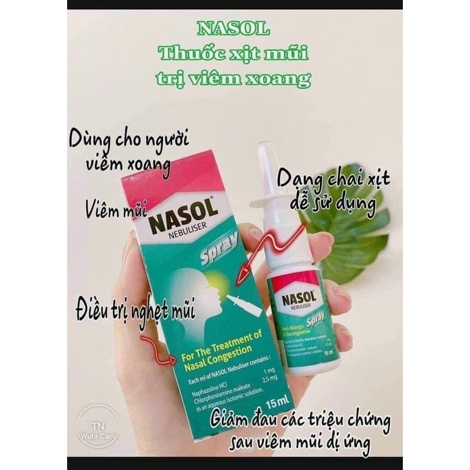 Chai xịt thông mũi, nghẹt mũi, xoang Nasol Spray Thái Lan 15ml