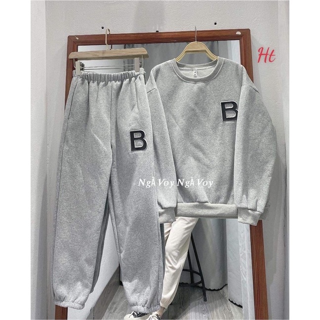 Bộ nỉ ngoại chữ B quần bom H2B
