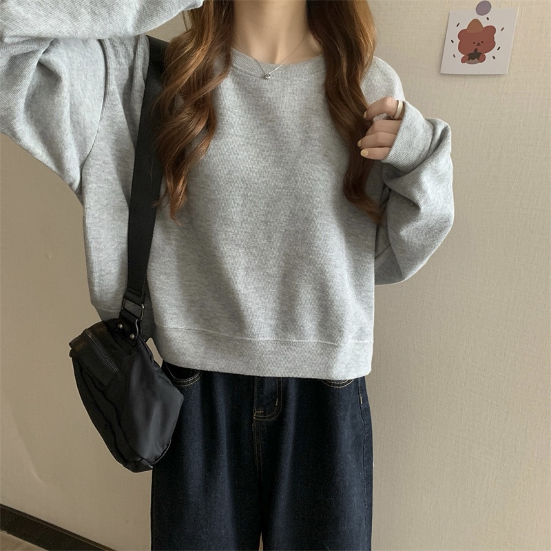 Áo sweater SUXI cổ tròn dáng rộng đơn giản thời trang dành cho nữ
