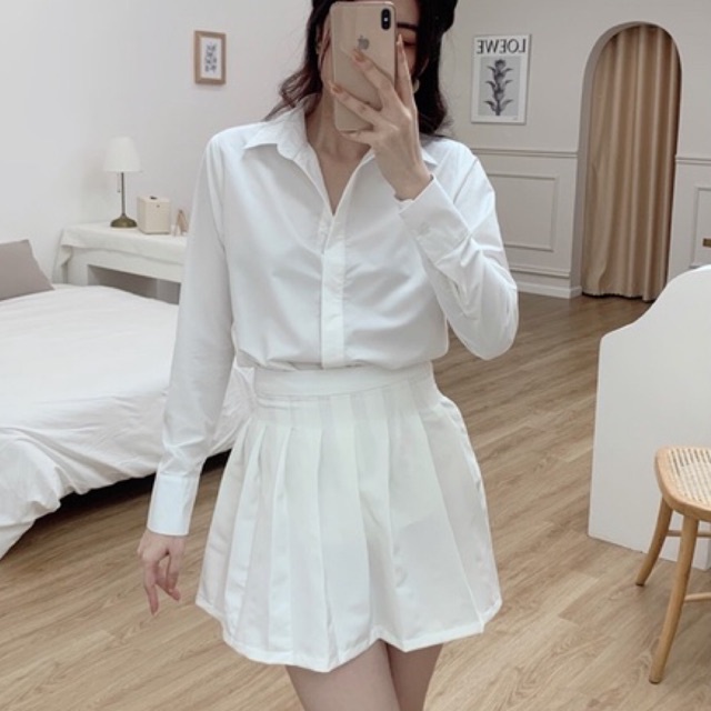 Áo sơmi nữ công sở dài tay form rộng vàng, xanh, hồng, trắng - Audrey studio