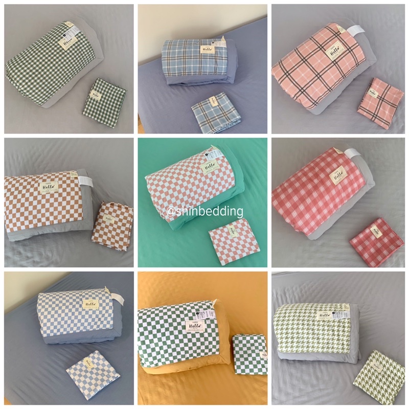 Set Đũi Hoạt Tính Chăn Hè , Hoạ Tiết Kẻ Ô Nhiều Màu Sắc (shinbedding)