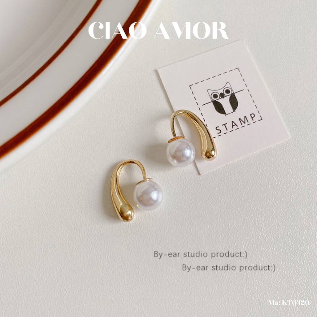 Khuyên tai nữ, Bông tai bạc 925 vòng trước sau đính ngọc đơn giản thanh lịch Trang sức Ciao Amor - KT0420