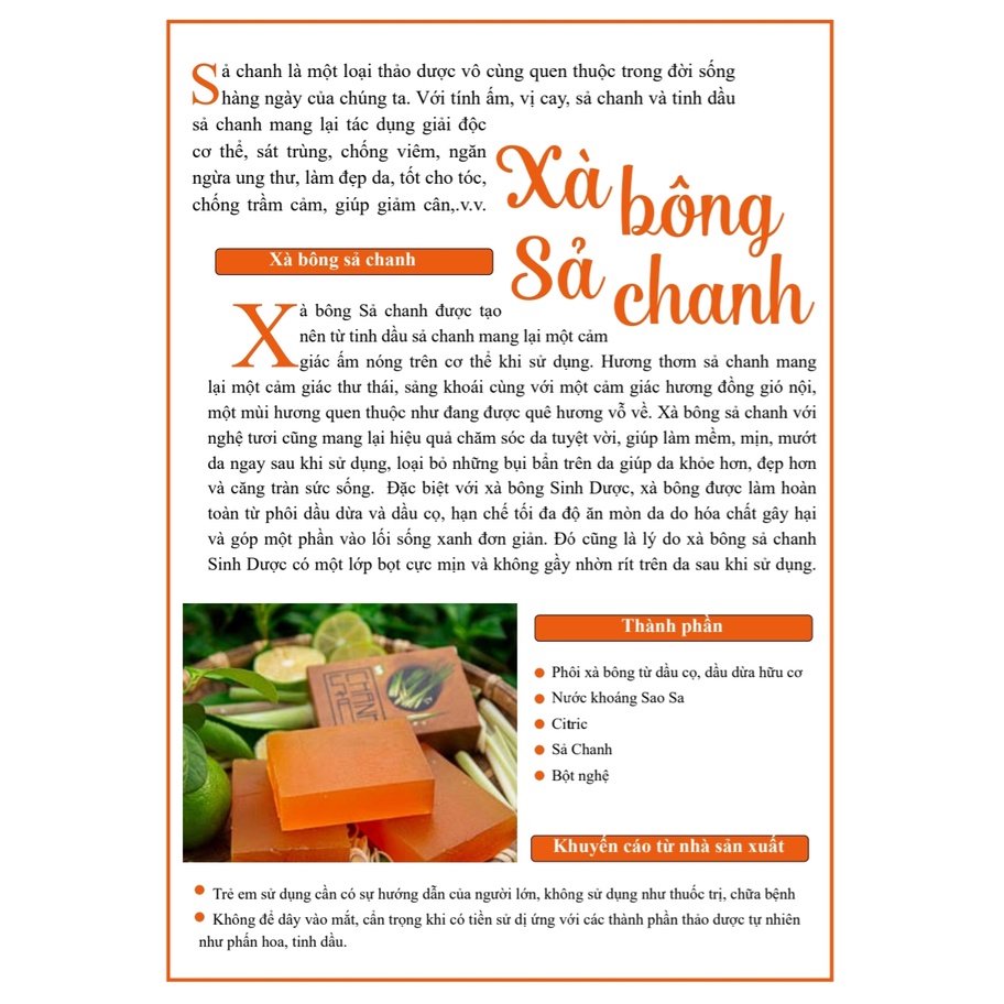COMBO 3 bánh xà bông, xà phòng thảo dược Sinh Dược MƯỚP ĐẮNG- SẢ CHANH- MẬT ONG