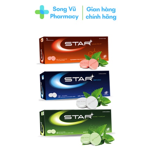 Viên ngậm ho, đau họng Star đủ loại (Hộp 2 vĩ)
