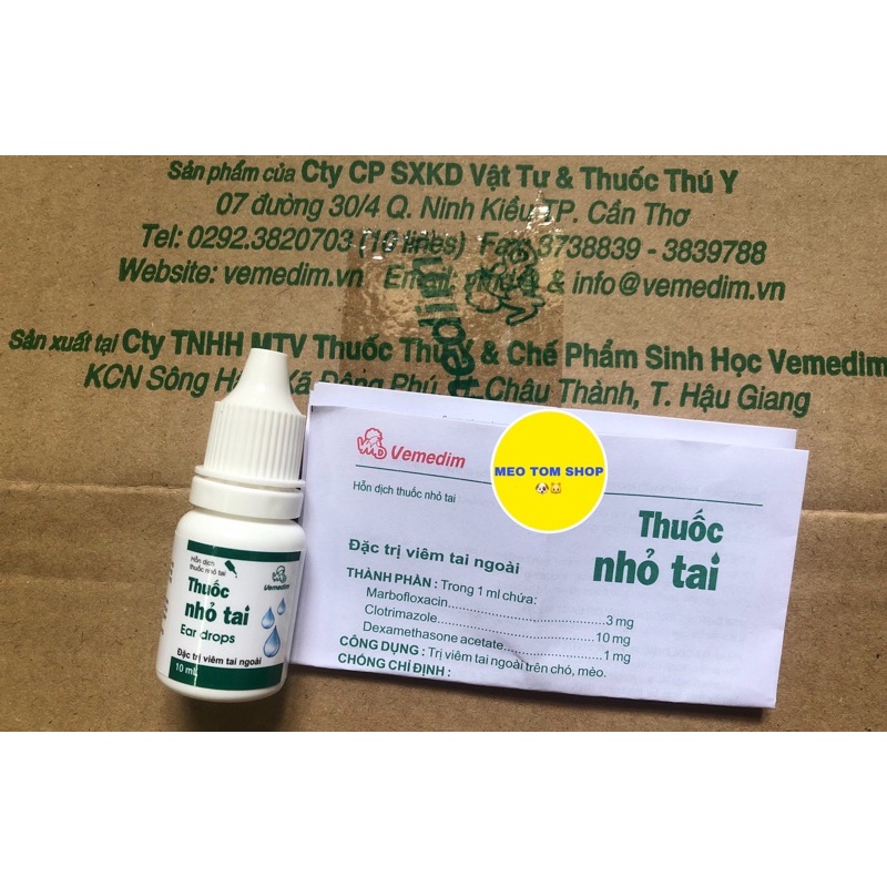 Thuốc nhỏ viêm tai dành cho chó mèo 10ml