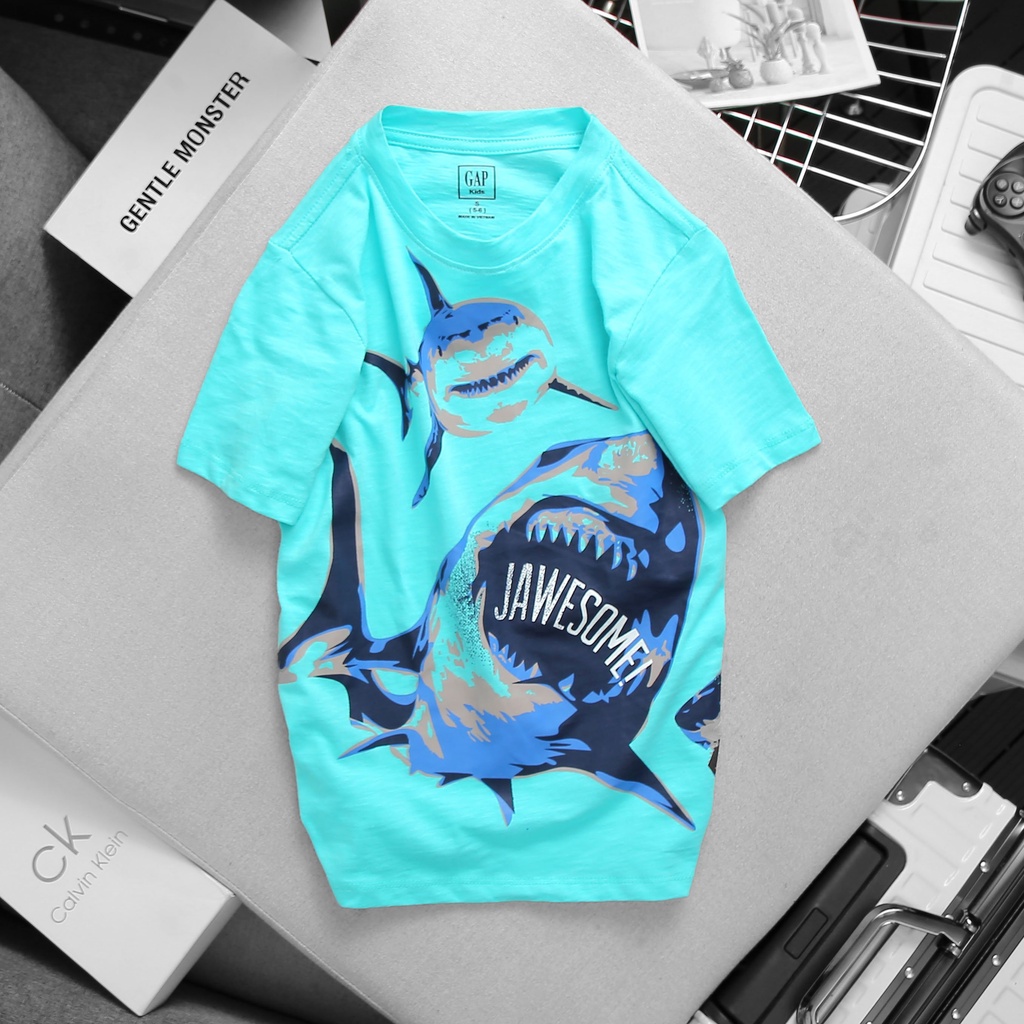 Áo thun bé trai ngắn tay Gap vải thun cotton mêm mịn size đại áo phông in hình khủng long