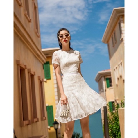 OLV - Đầm Butterfly Ruched Dress in White