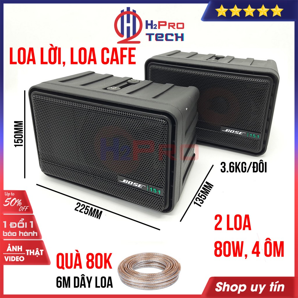 Loa lời karaoke, loa treo tường Boss 151 80W-4 ôm, xương 7 màu, quán cafe, nhà hàng (tặng 6m dây) - Shop H2pro